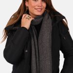 Gebreide sjaal wolblend met ribstructuur grijs