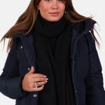 Gebreide sjaal wolblend met ribstructuur zwart