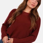 Gebreide trui met boothals bordeaux