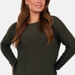 Gebreide trui met boothals kaki