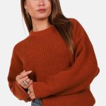 Gebreide trui met ronde hals camel