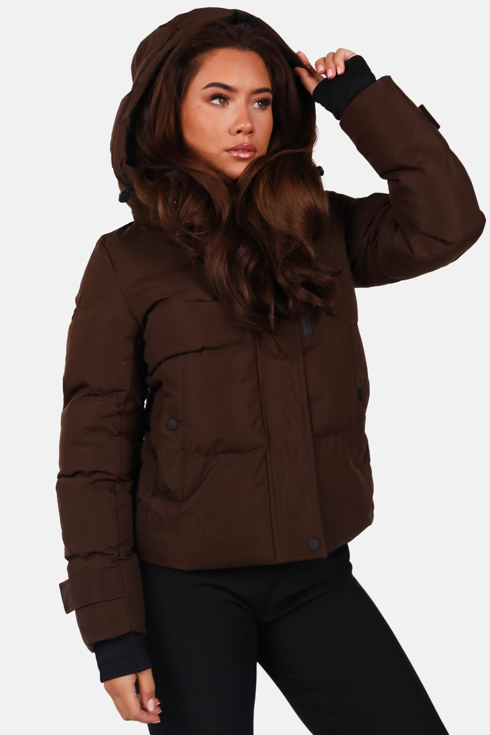 Gewatteerde korte pufferjas bruin