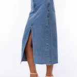 Glitter denim rok lichtblauw