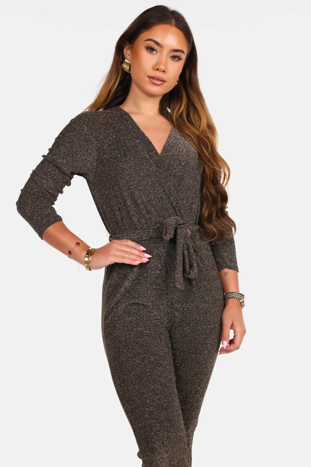 Glitter jumpsuit brons - Afbeelding 3