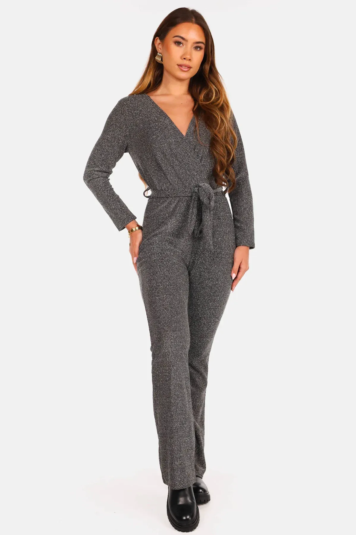 Glitter jumpsuit zilver