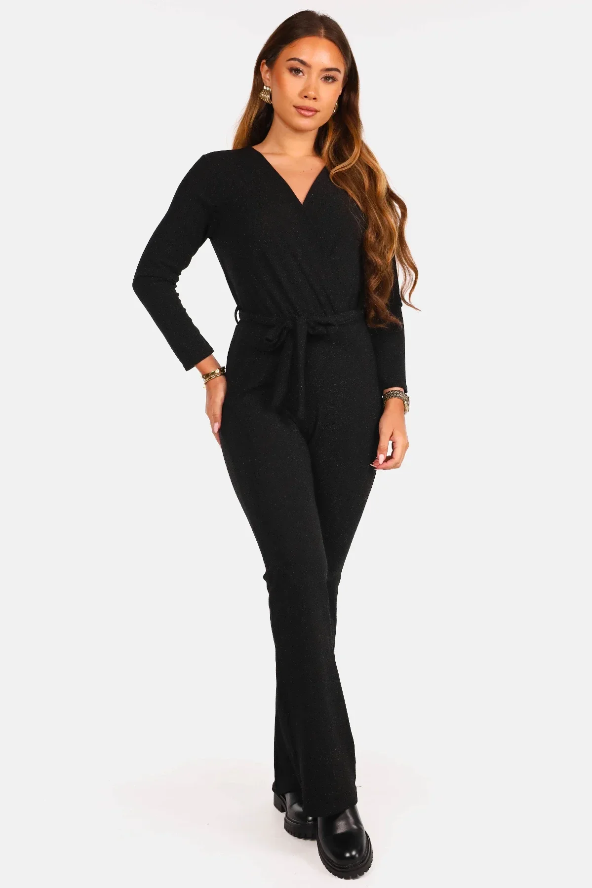 Glitter jumpsuit zwart