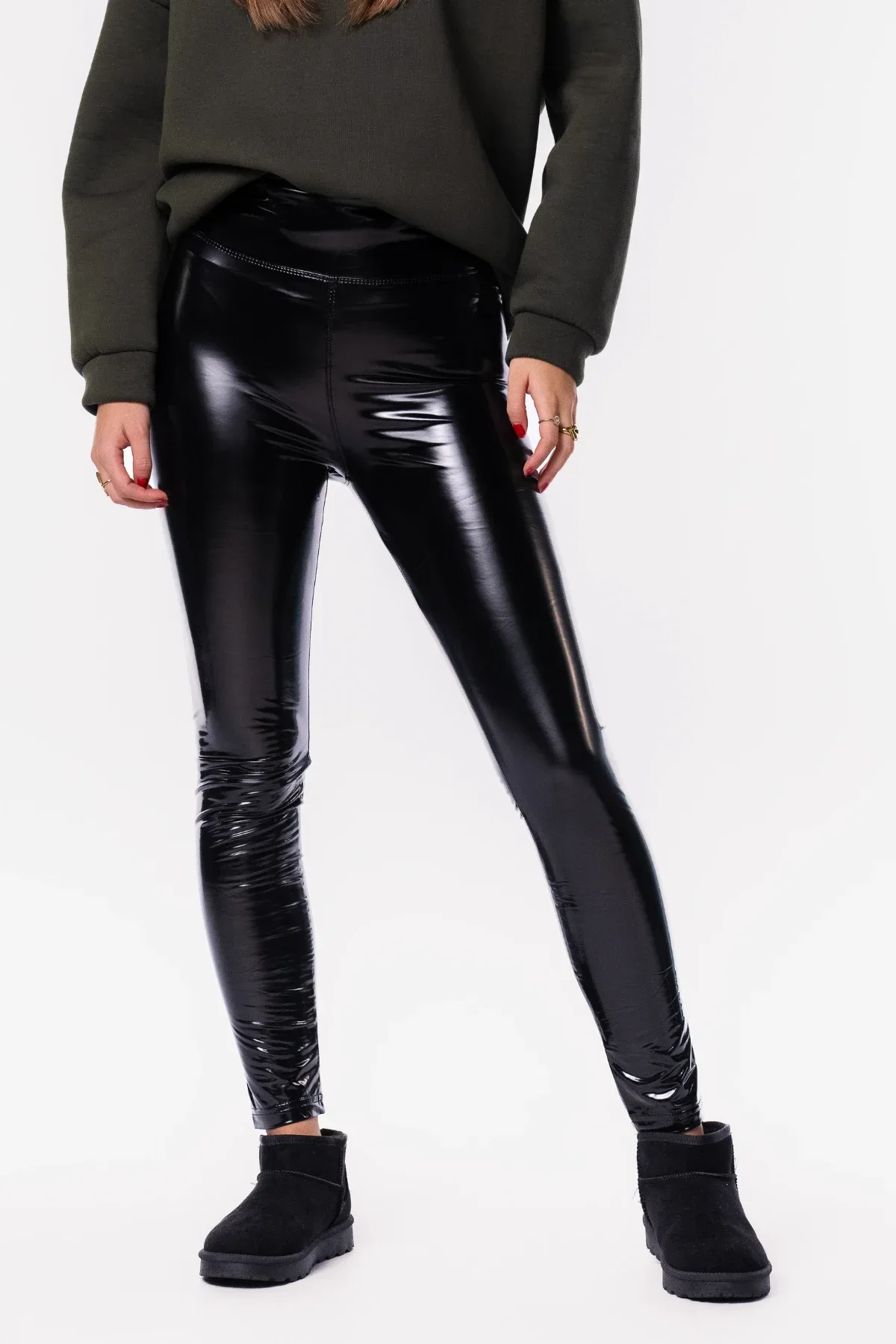 High waist lak legging zwart - Afbeelding 4