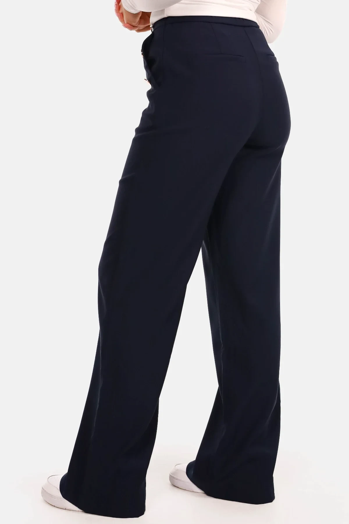 High waist pantalon met knopen donkerblauw - Afbeelding 4
