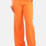 High waist pantalon met knopen oranje