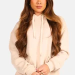 Hoodie met buidelzak beige