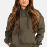 Hoodie met buidelzak kaki