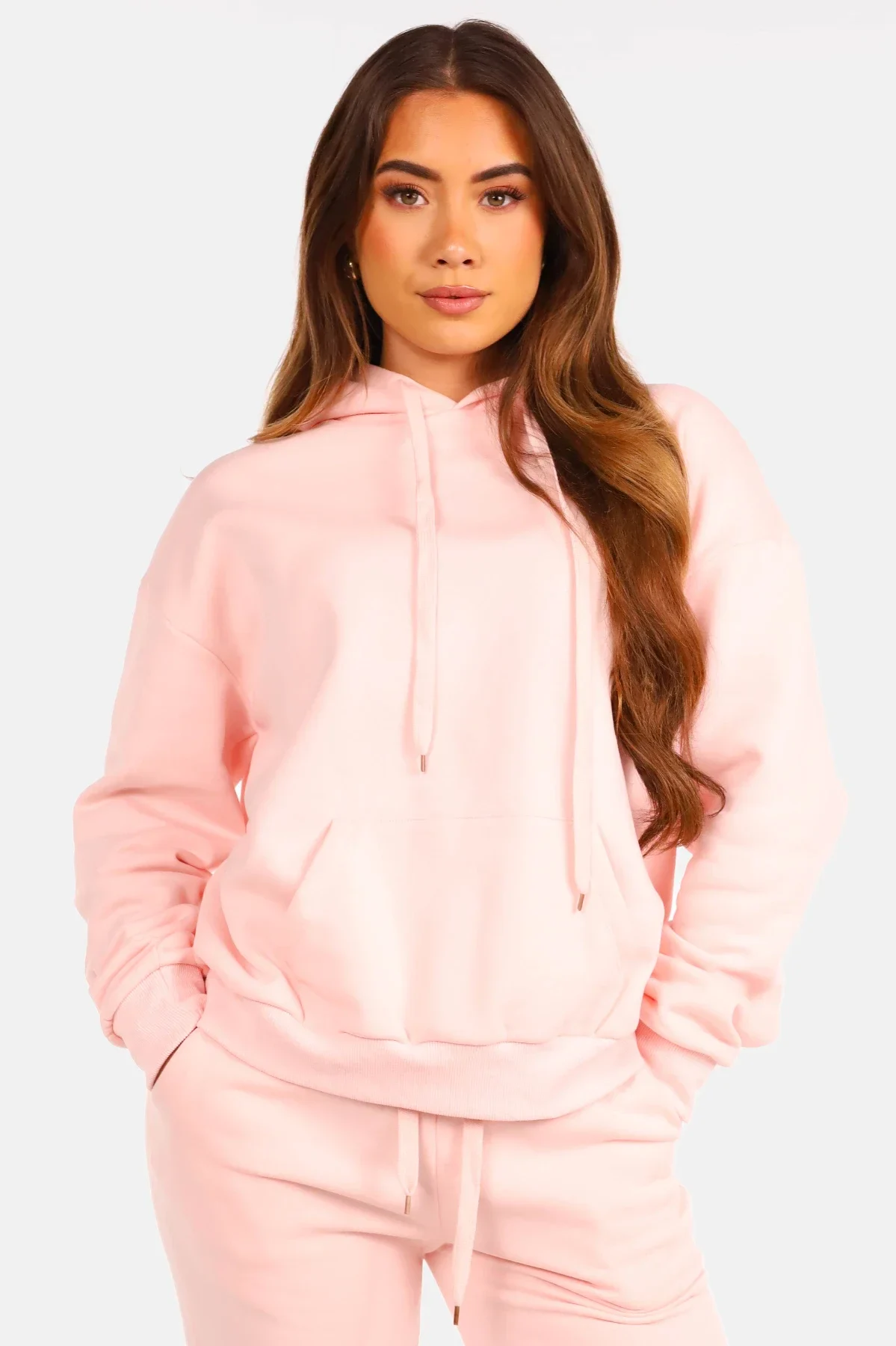Hoodie met buidelzak roze