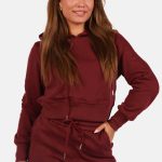 Hoodie met wolblend bordeaux