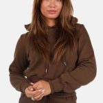 Hoodie met wolblend bruin