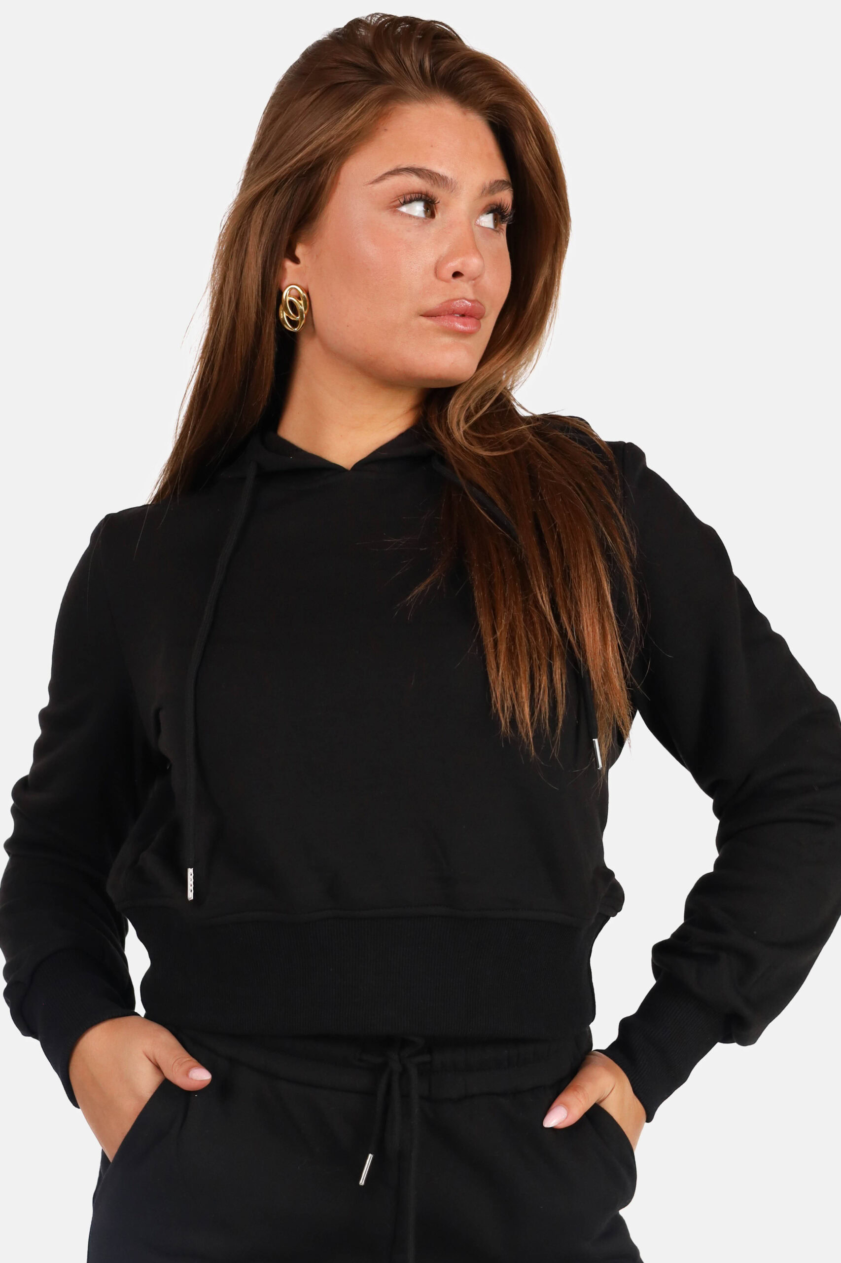 Hoodie met wolblend zwart