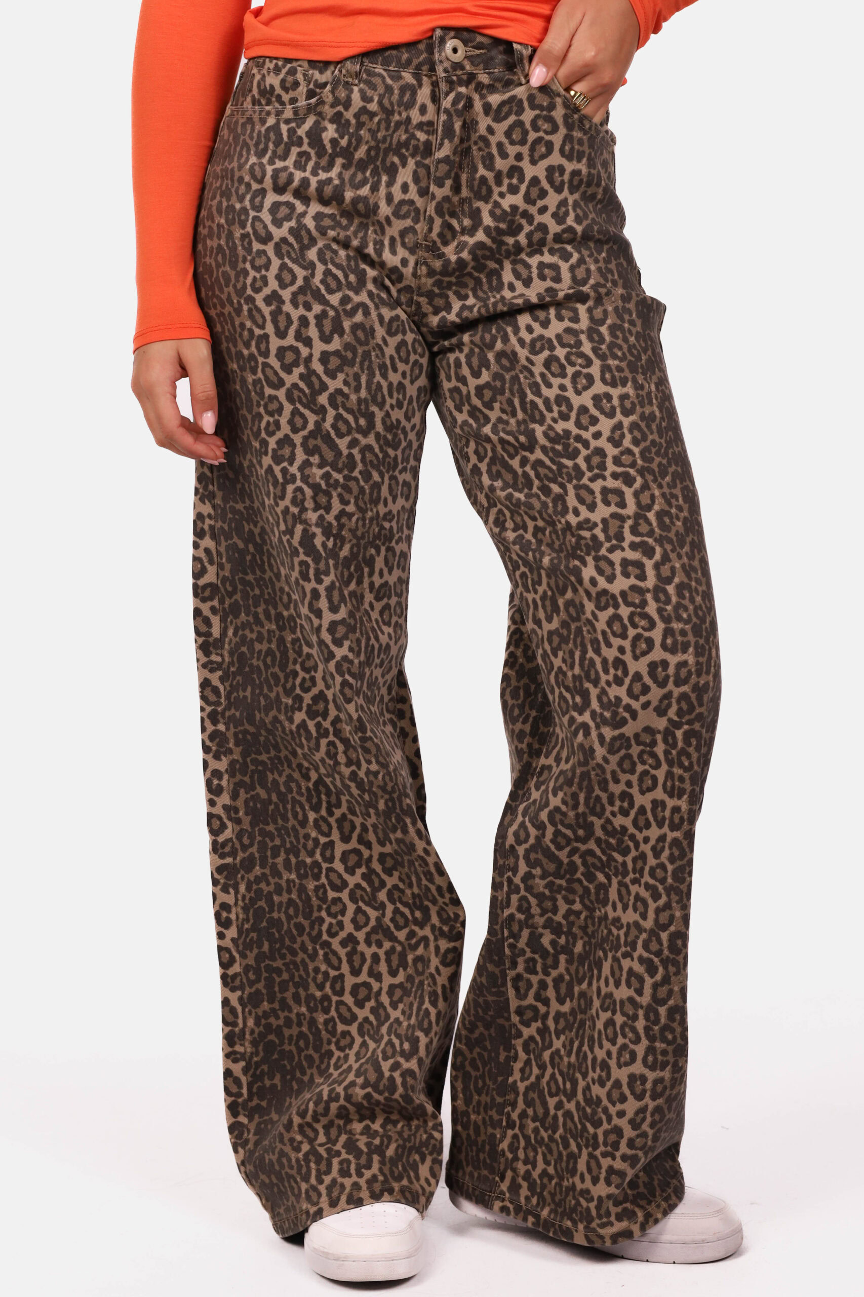 Jeans dad fit high waist leopard