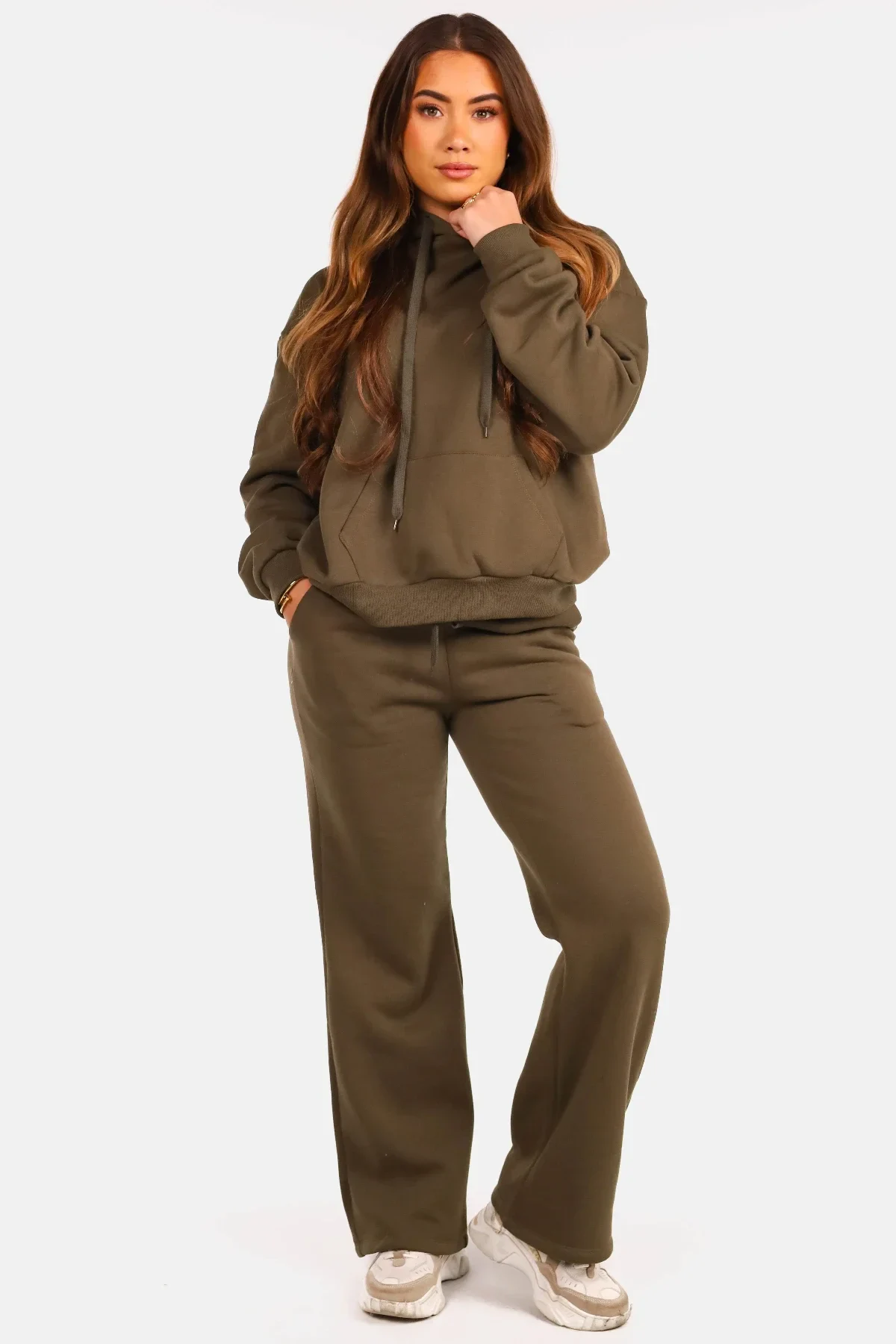 Joggingbroek met elastische taille kaki - Afbeelding 3