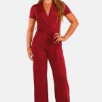 Jumpsuit met strikceintuur bordeaux