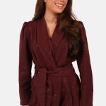 Jumpsuit met sprankelende details bordeaux