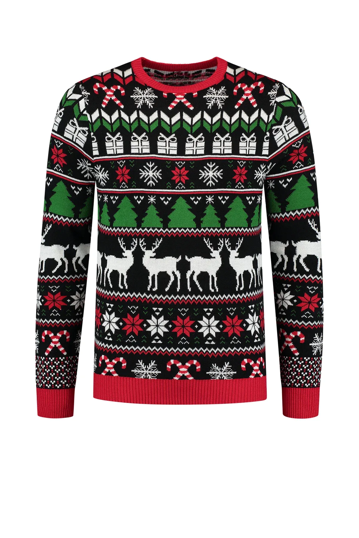 Kersttrui all-over-kerstprint groen rood