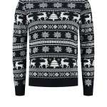 Kersttrui all-over-kerstprint zwart