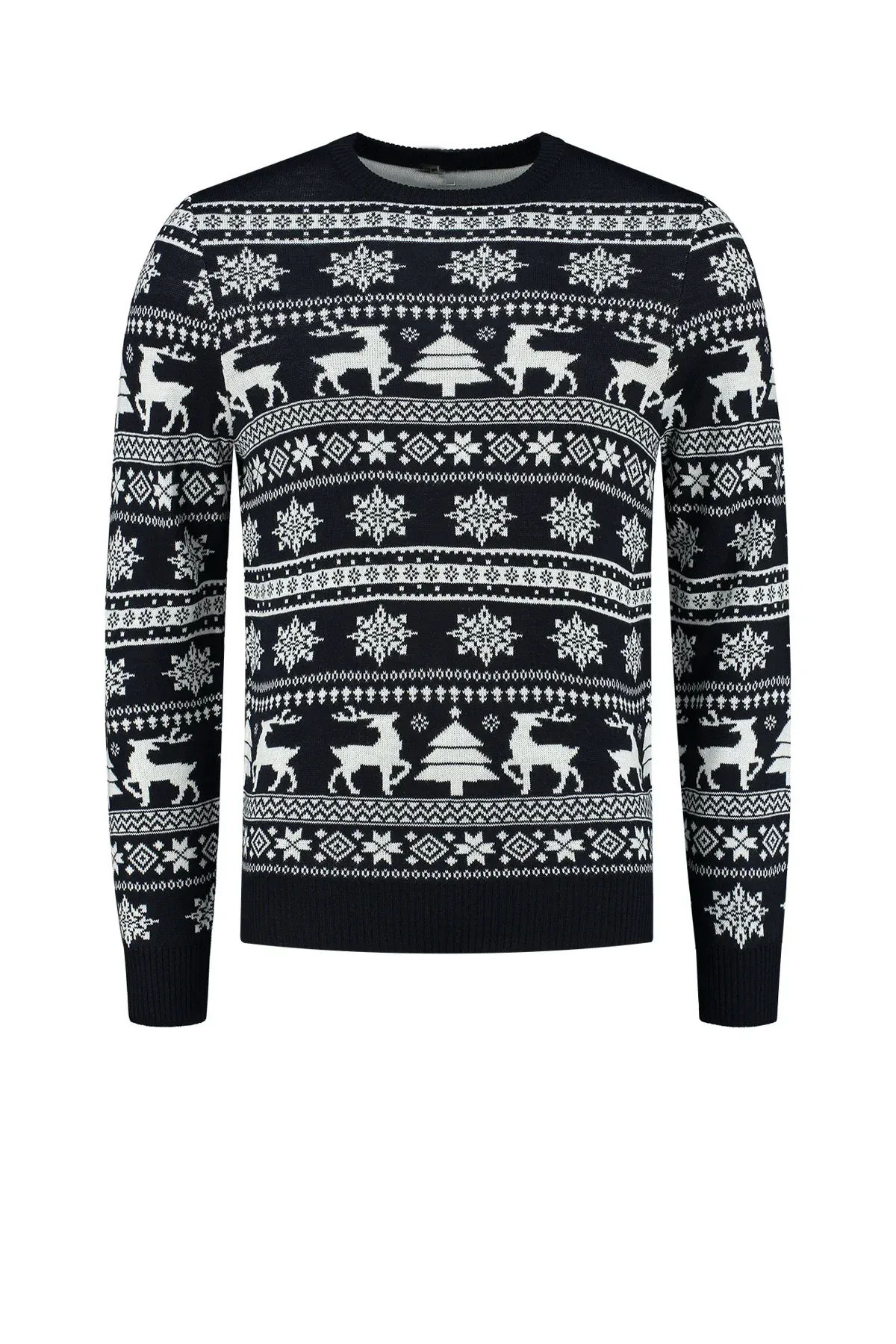 Kersttrui all-over-kerstprint zwart