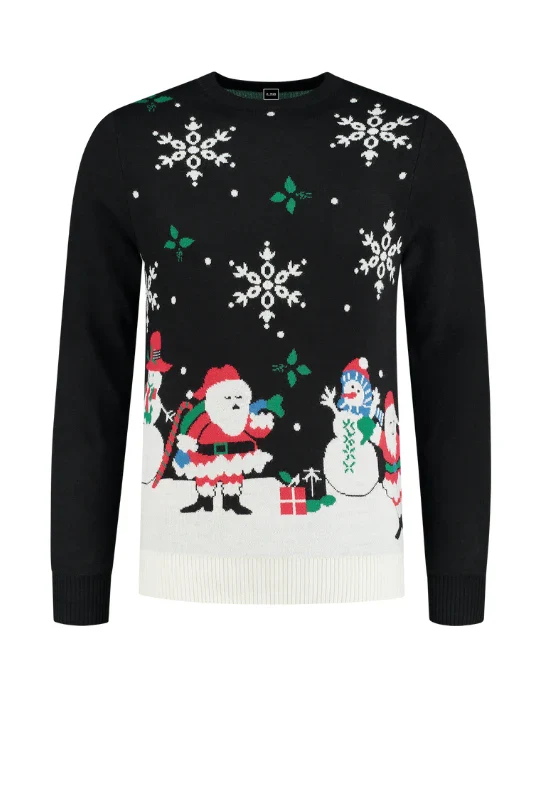 Kersttrui Christmas all the way zwart