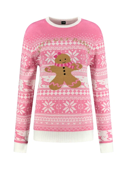 Kersttrui Gingerbread roze