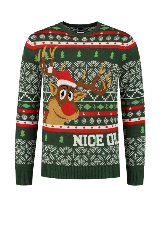 Kersttrui Nice or naughty groen