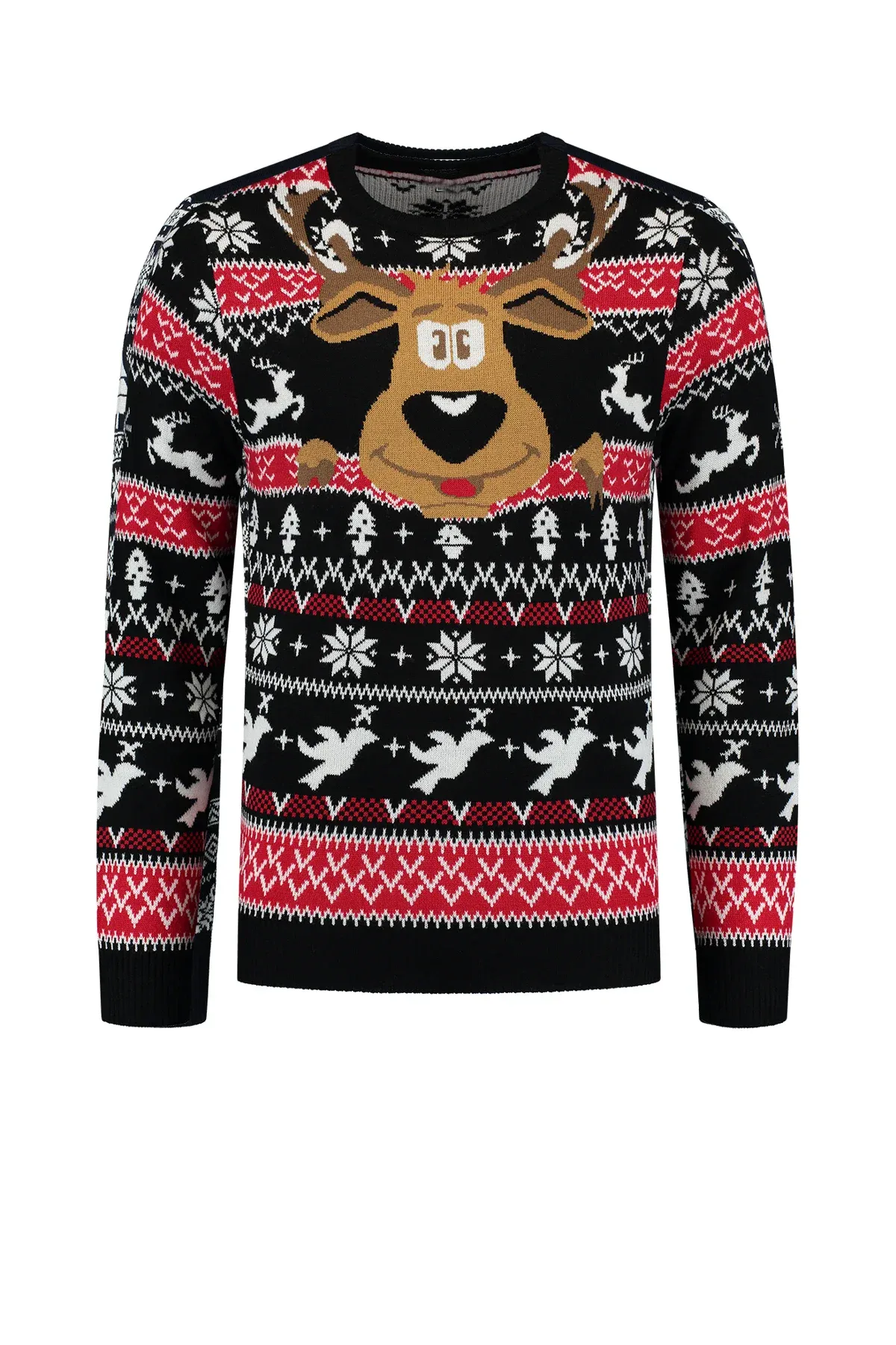 Kersttrui Pop out Rudolph zwart