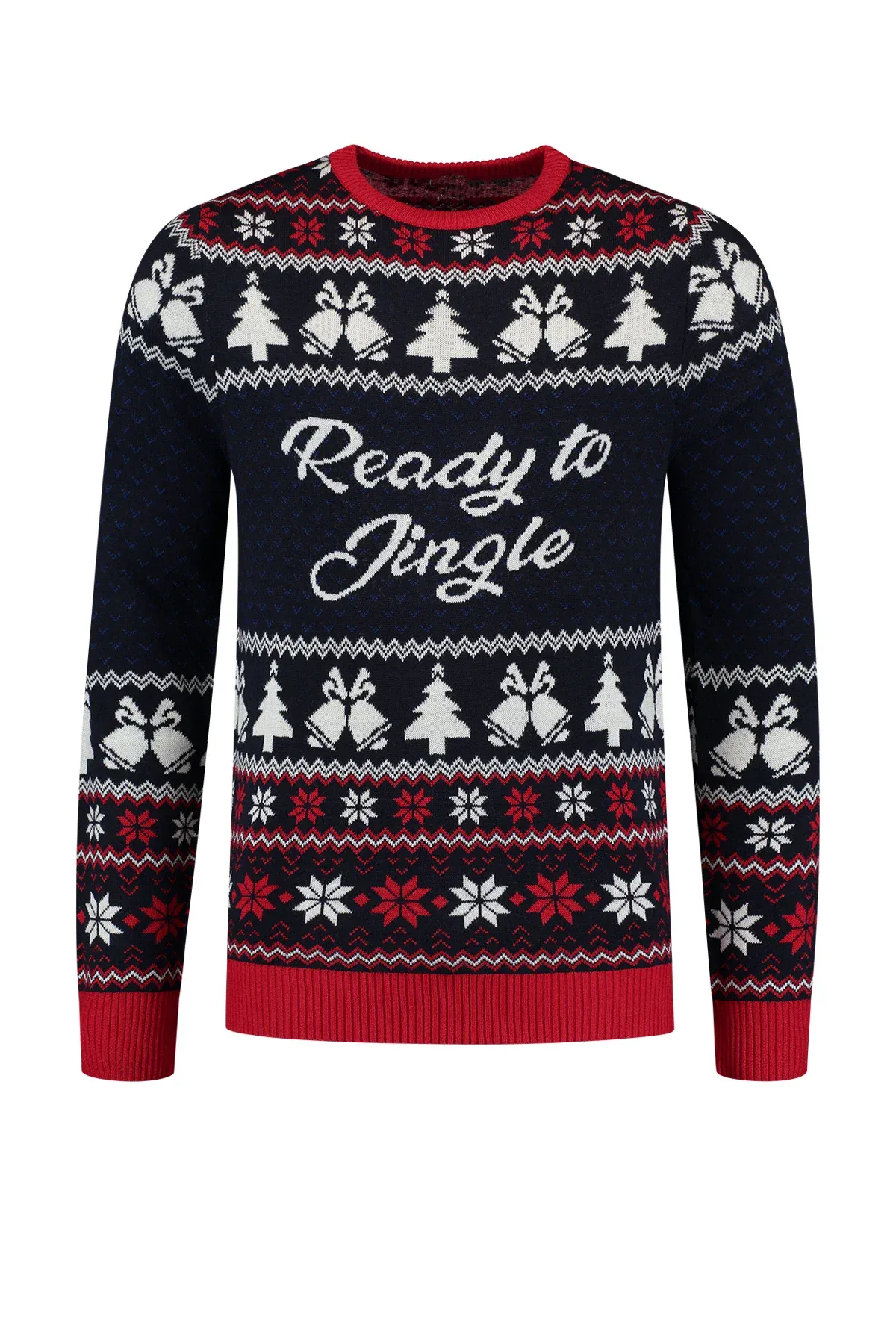 Kersttrui Ready to jingle donkerblauw