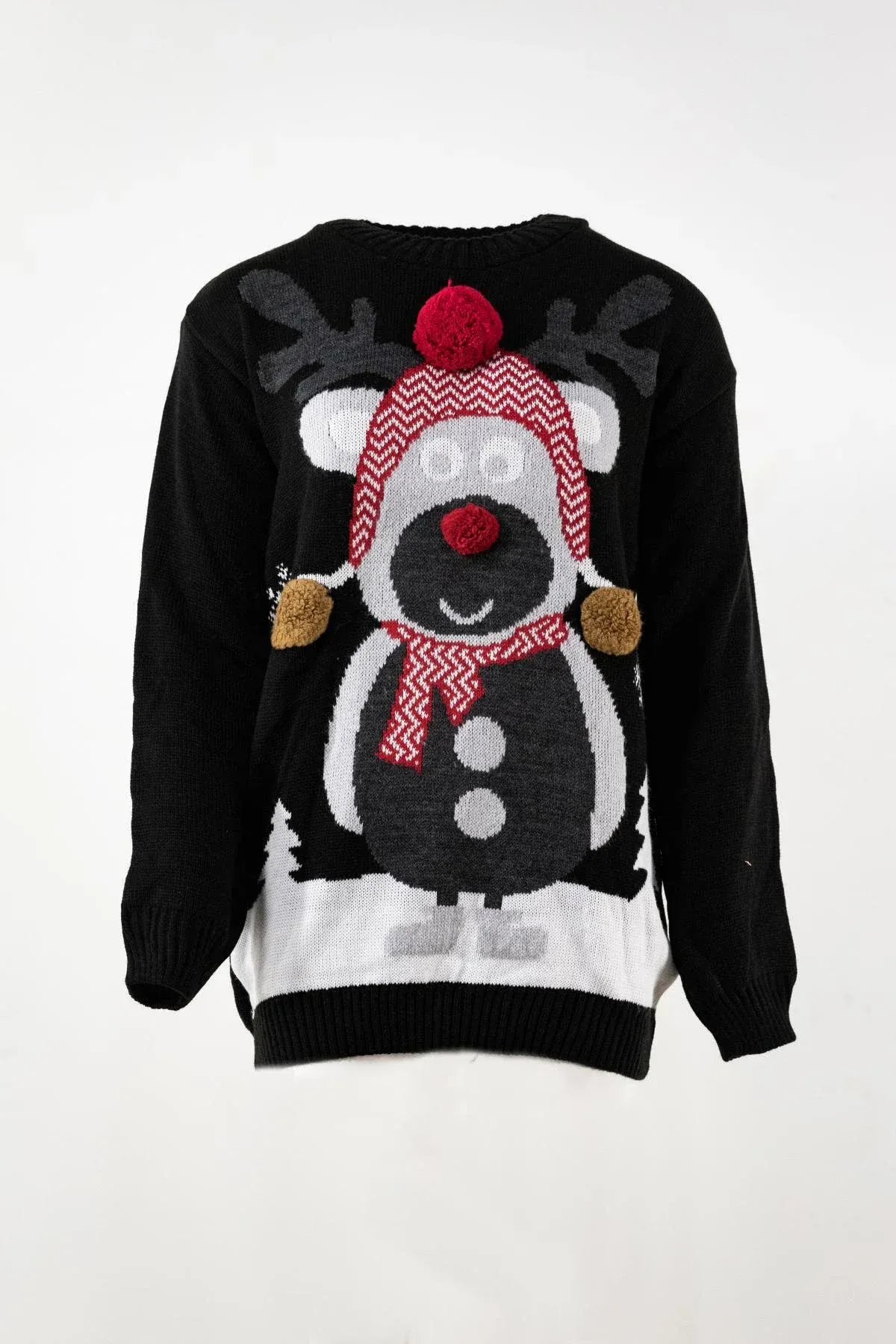 Kersttrui rendier muts zwart