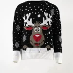 Kersttrui rendier sneeuw zwart