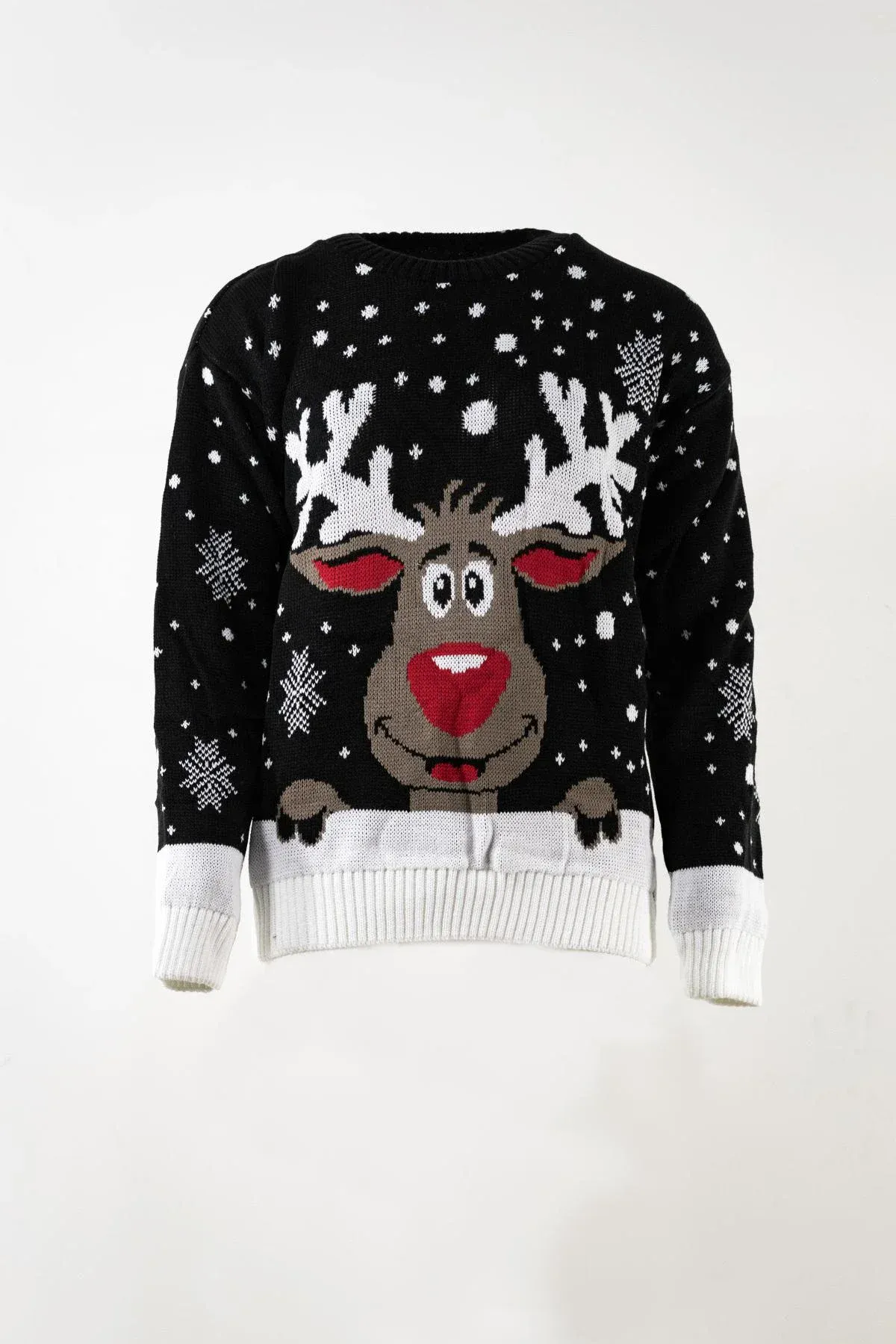 Kersttrui rendier sneeuw zwart