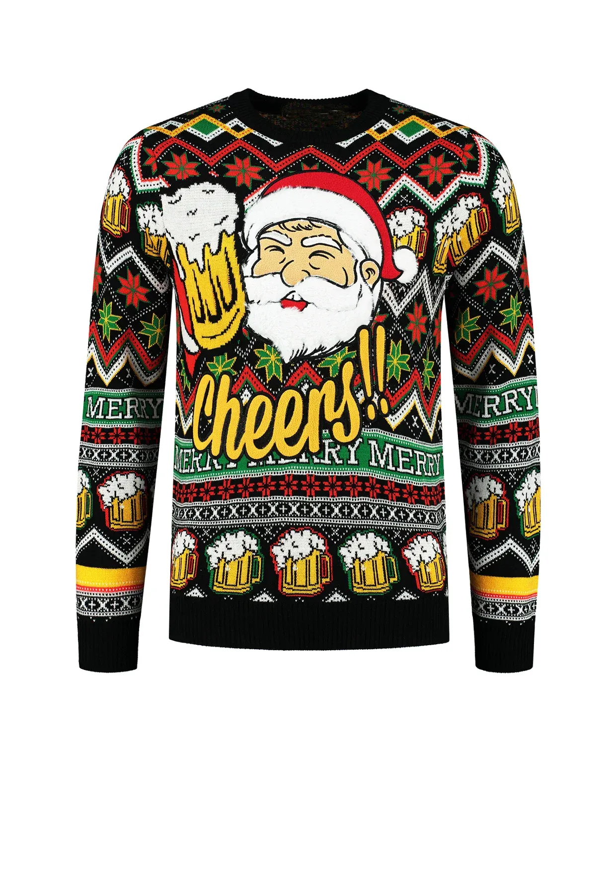 Kersttrui Santa Cheers zwart