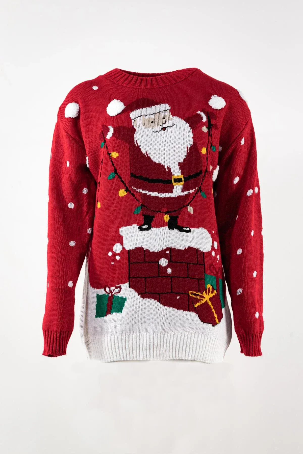 Kersttrui santa schoorsteen rood