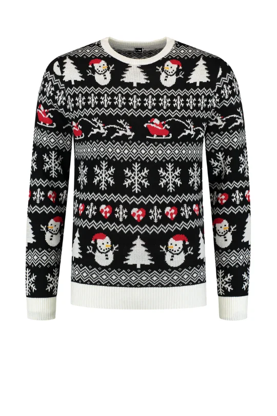 Kersttrui Santa wit zwart