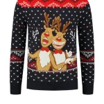 Kersttrui Singing Reindeer donkerblauw