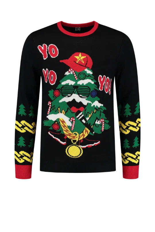 Kersttrui YO YO YO zwart