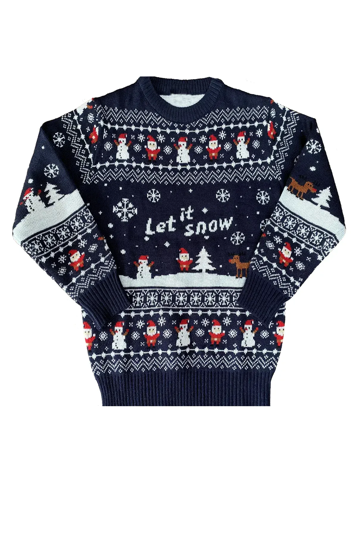 KIDS Kersttrui Let It Snow donkerblauw