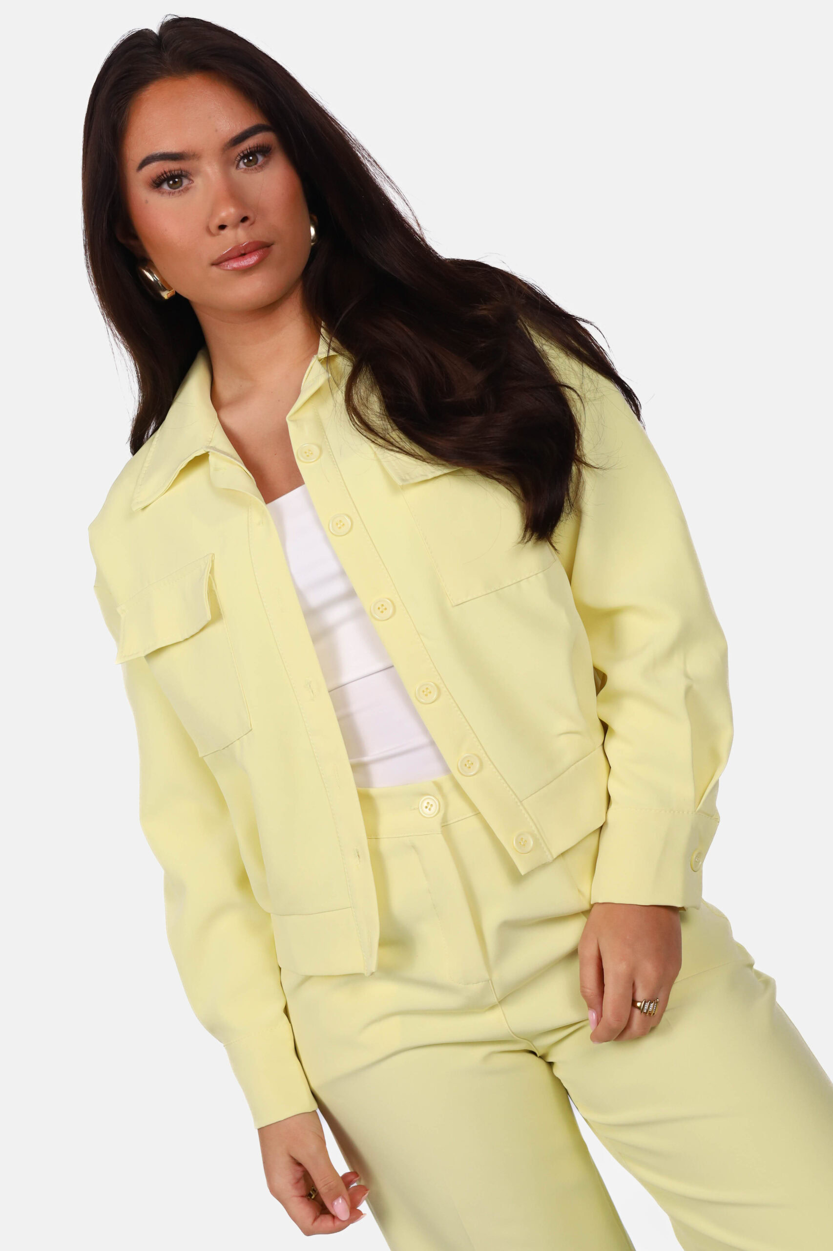 Kort jasje met knoopsluiting lichtgeel