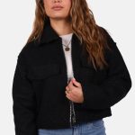 Kort jasje met rits en borstzakken zwart