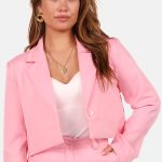 Korte blazer met moderne pasvorm lichtroze
