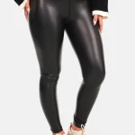 Leatherlook glans legging zwart