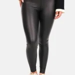 Leatherlook legging mat zwart
