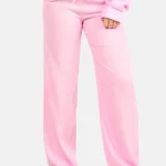 Linnen wide leg broek roze