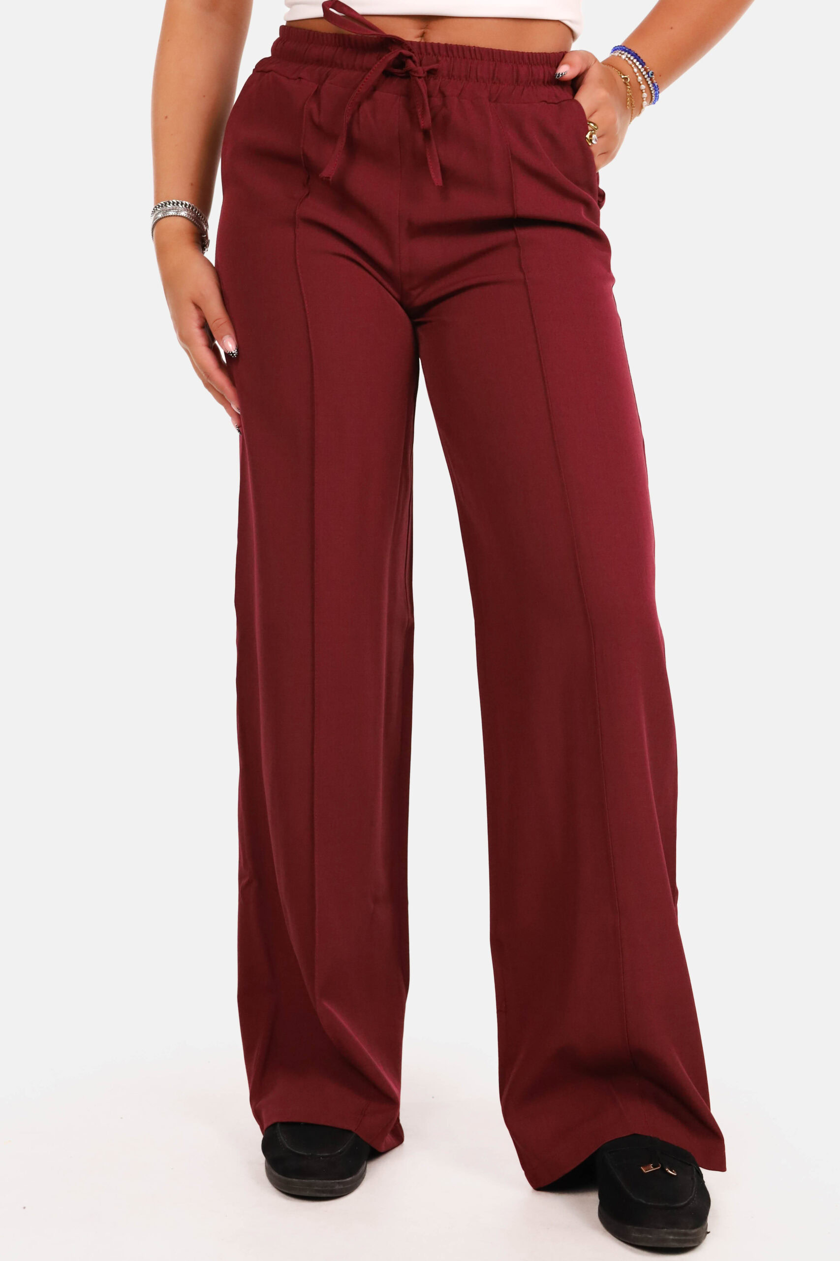 Losvallende pantalon bordeaux