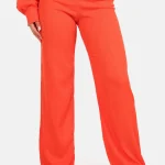 Losvallende rechte broek met stretch oranje