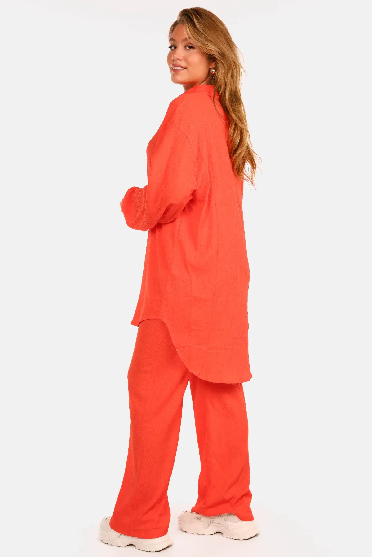 Losvallende rechte broek met stretch oranje - Afbeelding 5