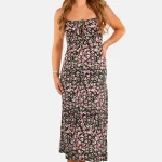 Maxi jurk bloemenprint zwart